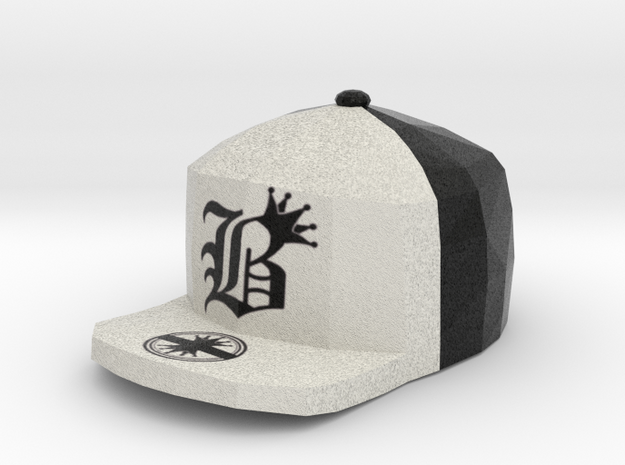 8 Bit King black and White Hat Pendant in Full Color Sandstone