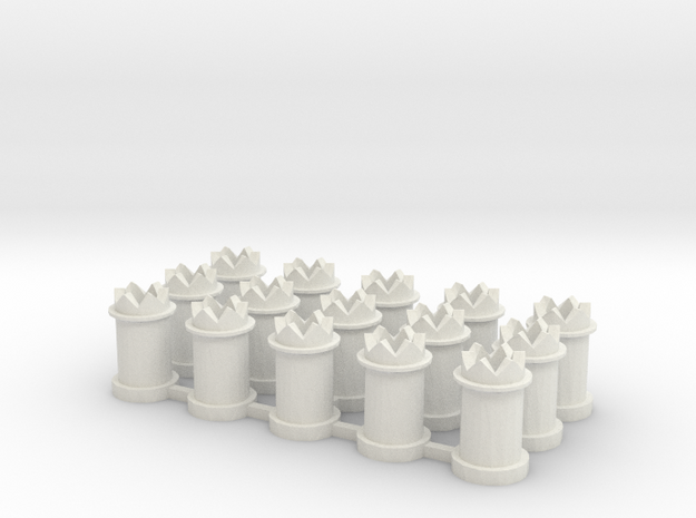 CB-02 - 15-Chimneys 00 gauge in White Natural Versatile Plastic