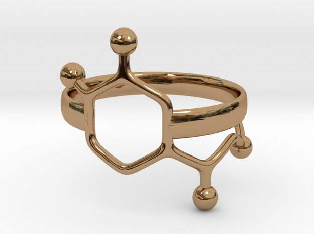 Adrenaline molecule ring - size 6 in Polished Brass