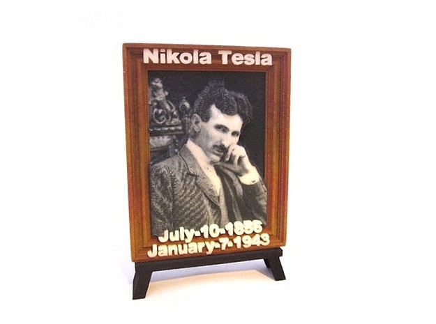 'Nicola Tesla' 3D Relief Framed Micro-Painting in Full Color Sandstone