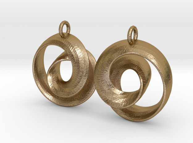 Ear-Rings-01 in Polished Gold Steel