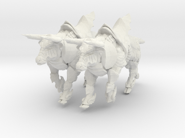 Bronze Bull Rev5 - Pose 3 in White Natural Versatile Plastic