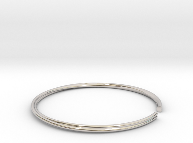 Mobius Hearts Bangle in Rhodium Plated Brass