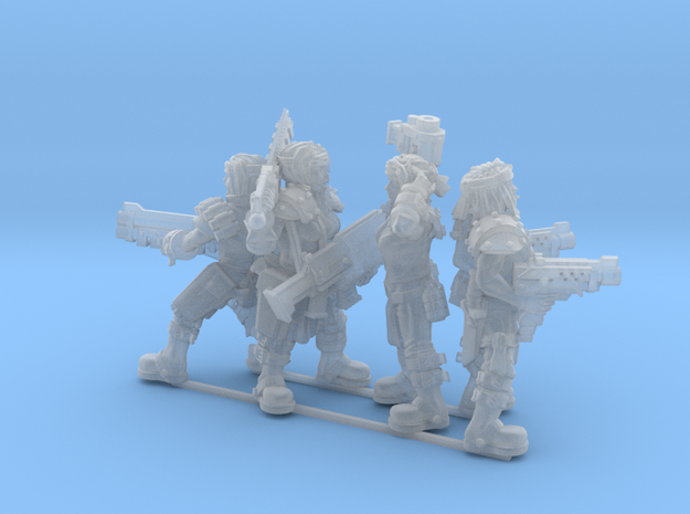 Female Miner Gang with Mixed weapons in Smooth Fine Detail Plastic