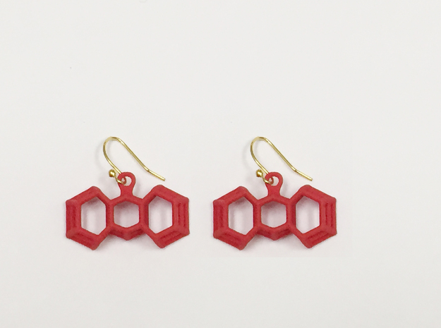 3D Printed Wired Bow Earrings (Smaller Size) in Red Processed Versatile Plastic