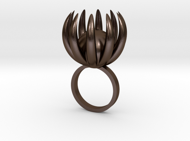 Blooming Ring size UK 0 in Polished Bronze Steel