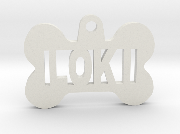 Bone Pet ID Tag - Loki in White Natural Versatile Plastic