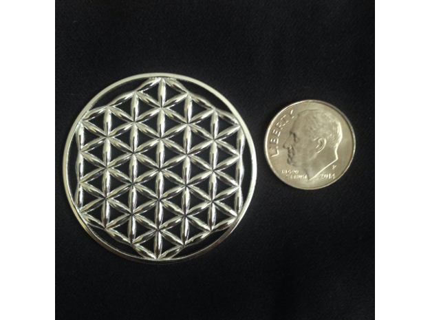 Flower Of Life (no bale)  in Polished Silver