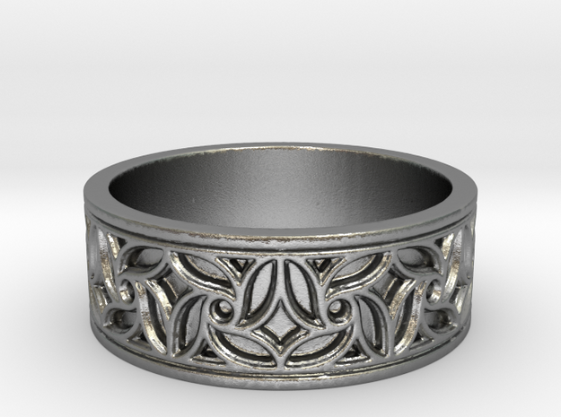 Gothic Pinwheel Tracery Ring in Natural Silver
