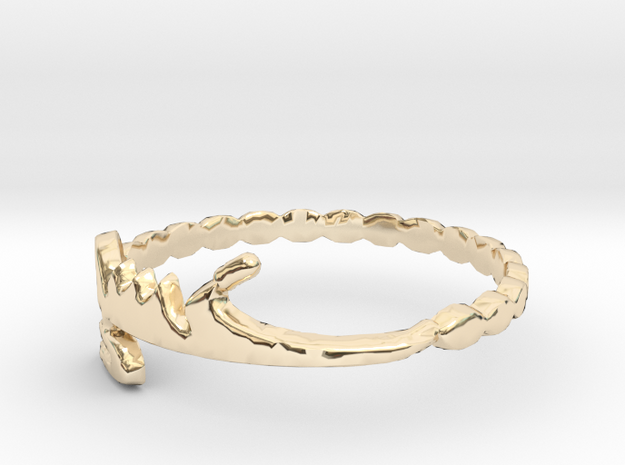 Simple Eshgh Love Ring, Persian Art, Ring Size 7 in 14k Gold Plated Brass
