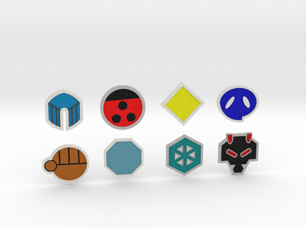Johto Pokemon Badges in Full Color Sandstone