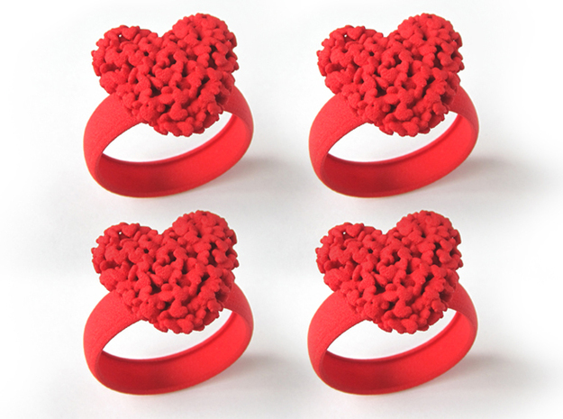 4 Pack 365 Hearts Napkin Rings in Red Processed Versatile Plastic