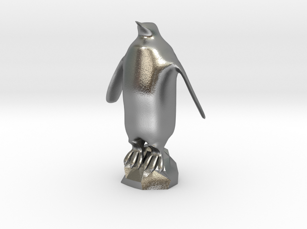 Penguin 3D Print in Natural Silver