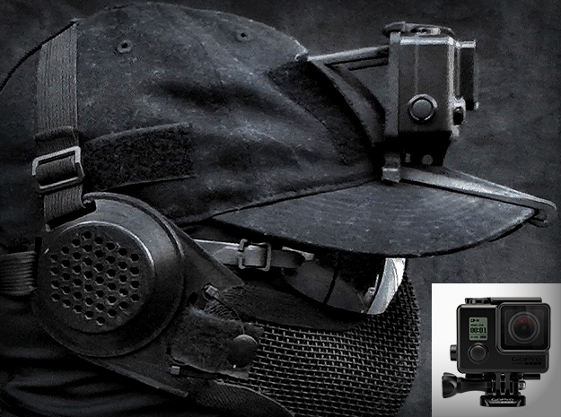 Hat Mount GoPro HERO 3/4 (Slim Case & GoPro HERO+) in Black Natural Versatile Plastic