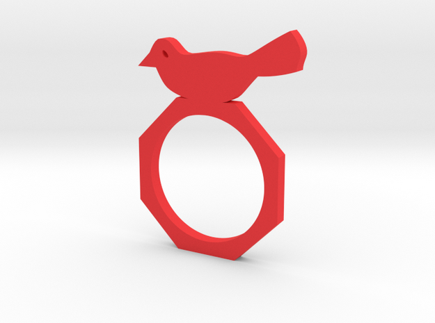 Sweet Bird Ring in Red Processed Versatile Plastic