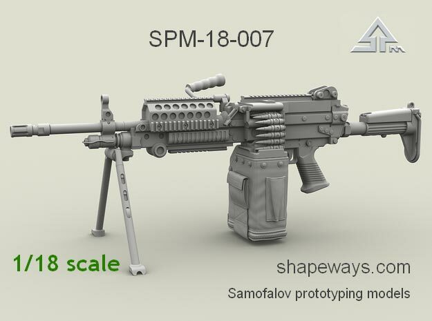 1/18 SPM-18-007 m249 MK48mod0 7,62mm machine gun in Clear Ultra Fine Detail Plastic