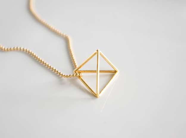 Tetrahedron pendant in 18k Gold Plated Brass
