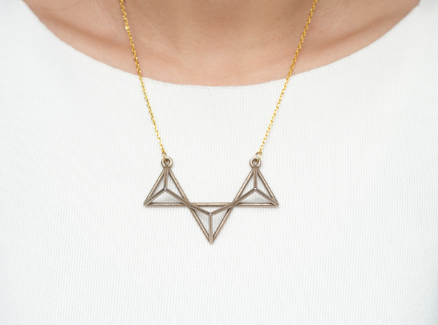 Tetrahedron Pendant in Polished Bronzed Silver Steel
