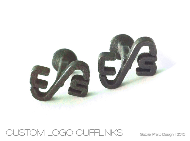 Custom Logo Cufflinks in Polished and Bronzed Black Steel