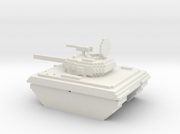 Voxel battle tank in White Natural Versatile Plastic