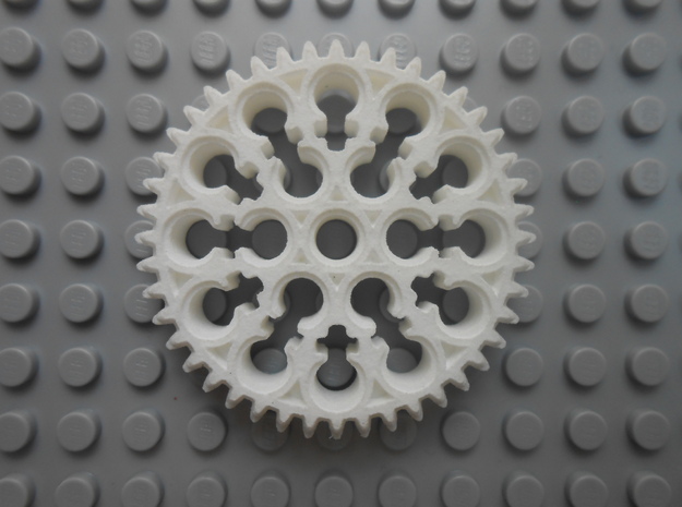 LEGO®-compatible alt. 44-tooth bevel gear R2 in White Natural Versatile Plastic