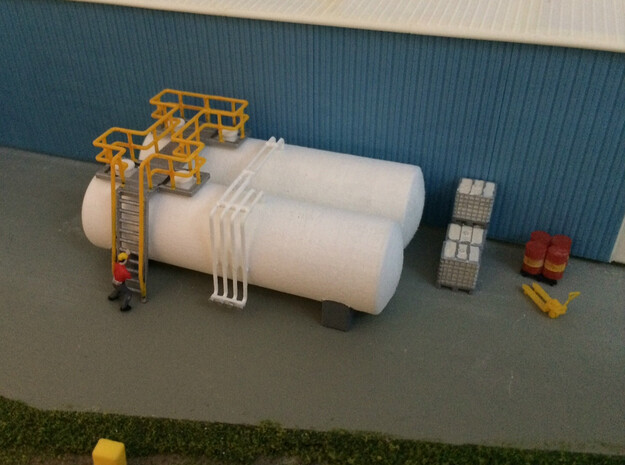 N Scale Tank Farm walkway, ladder and pipes in Tan Fine Detail Plastic