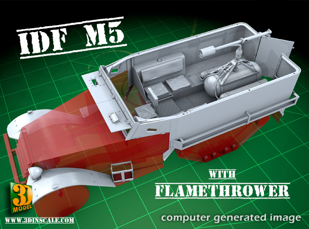 IDF M5 Halftrack with Flamethrower in Smooth Fine Detail Plastic