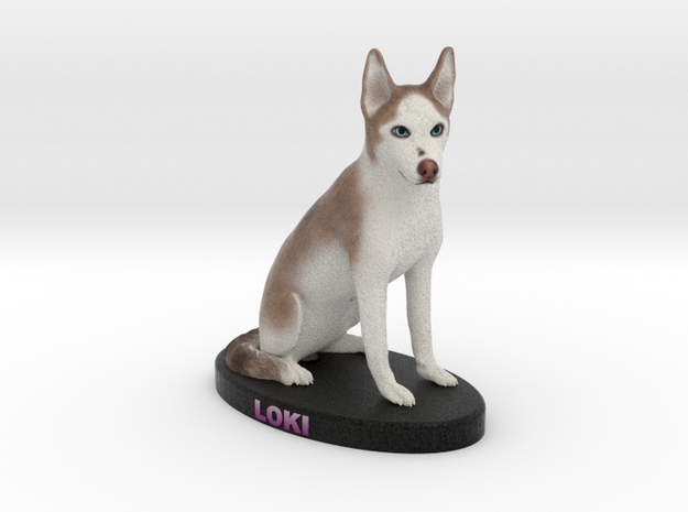 Custom Dog Figurine - Loki in Full Color Sandstone