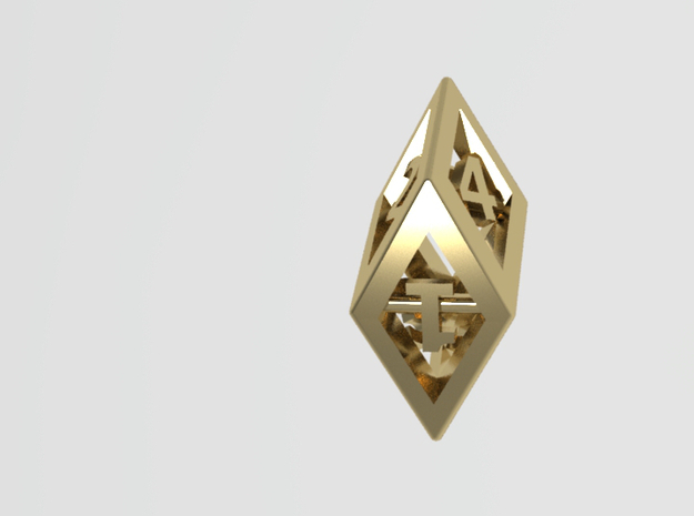 Crystal Dice Pendant in Polished Bronze Steel