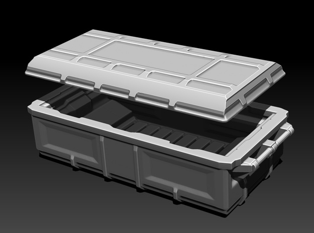 sci fi cargobox with lid in Tan Fine Detail Plastic