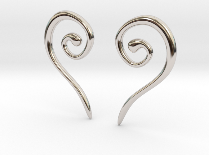 Medieval Half Heart earrings rhodium