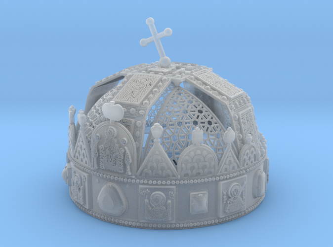 Photo about 3dprint "Hungarian Holy Crown with net" Material: Frosted Ultra Detail. You can see the very smallest details on the crown.