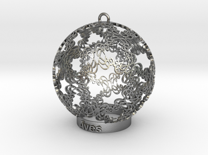Aves ornament in silver for lighting