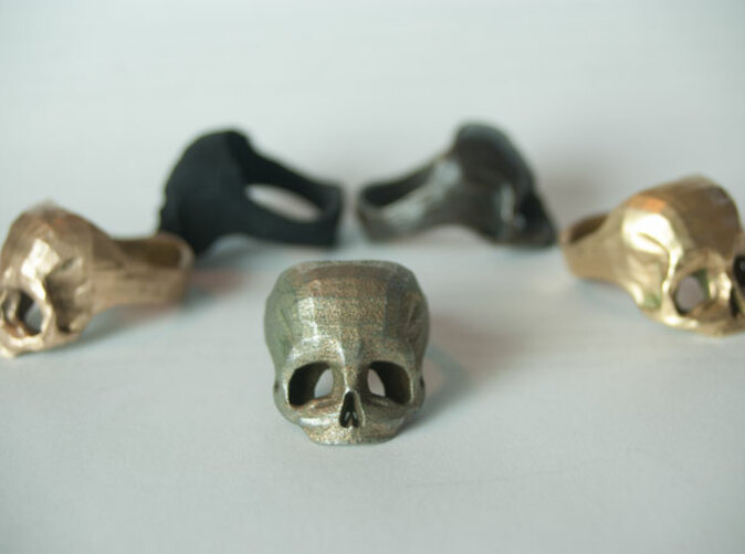 Stainless Steel Skull Ring by Bits to Atoms