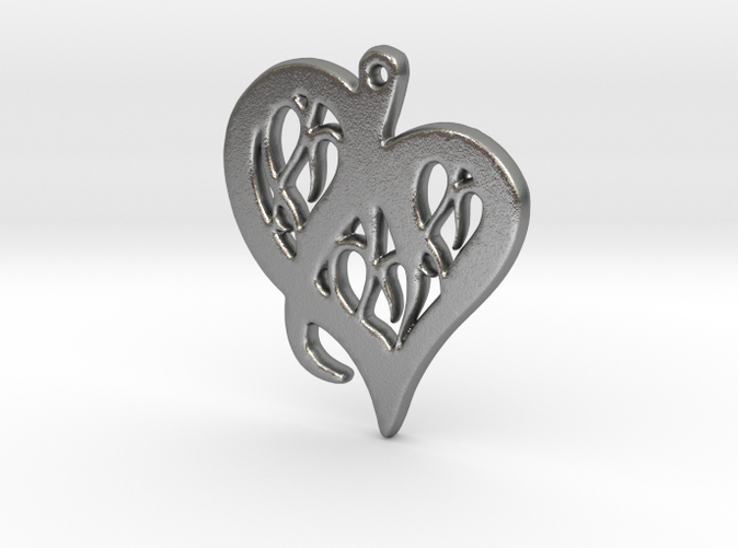 Heart Pendant in Raw Silver 
