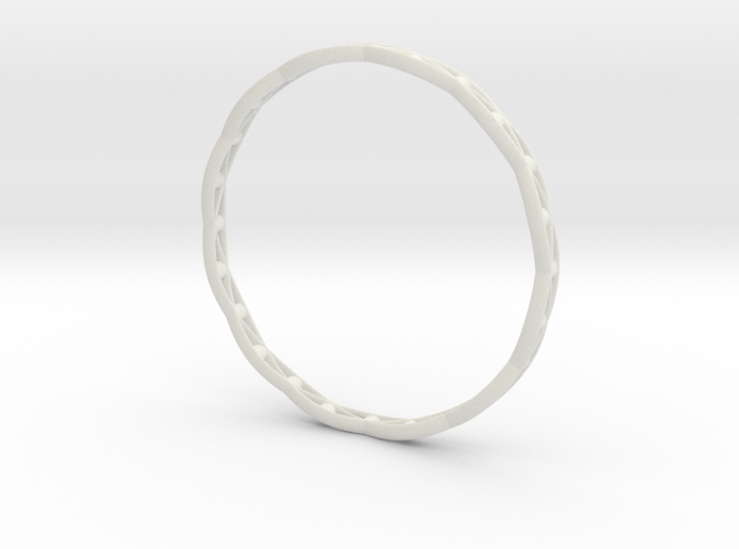 Bracelet 3D printed in White Strong & Flexible: White nylon plastic with a matte finish and slight grainy feel.