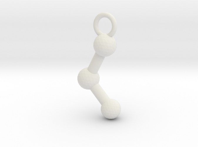 Ethanol molecule keychain in white