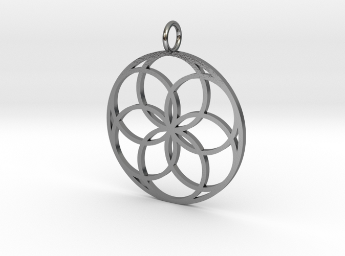 Geometric circular flower pendant