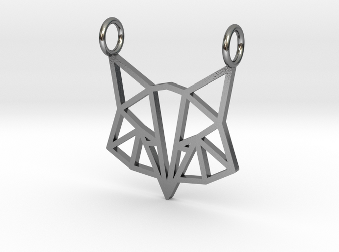 Geometric origami fox head pendant