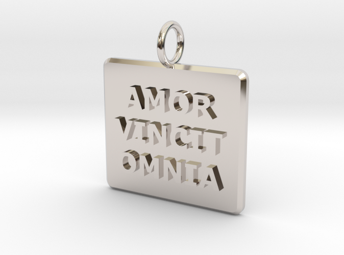 Latin wording Amor Vincit Omnia (Love Conquers All) pendant
