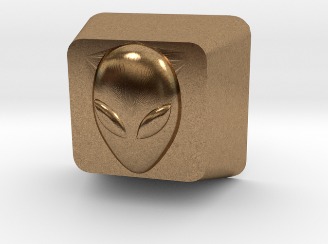 Custom 3D Alien Cherry MX Keycap in Raw Brass