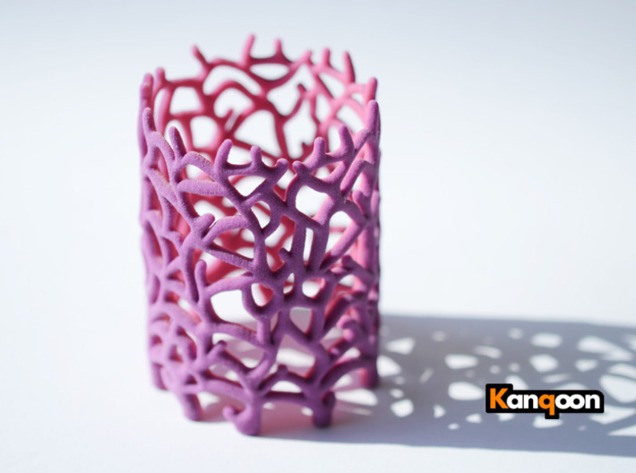 Coraline Tealight in Purple/Pink Sandstone 3d printed Full Color Sandstone printed