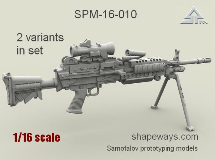 1/16 SPM-16-010 m249 MK48mod0 7,62mm machine gun 3d printed