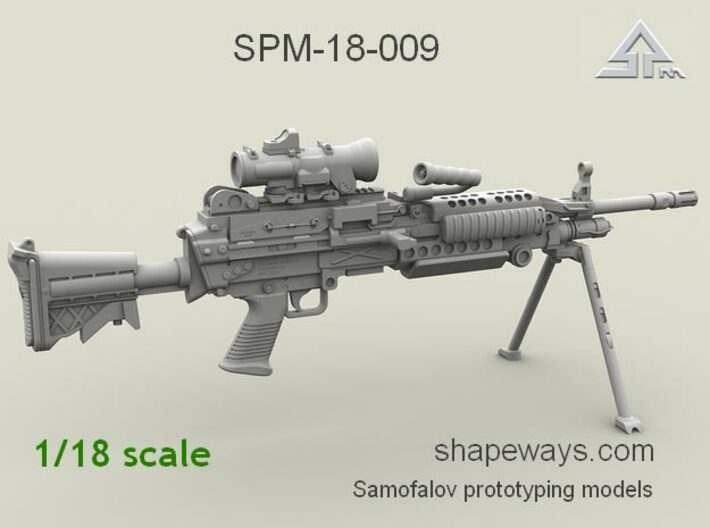 1/18 SPM-18-009 m249 MK48mod0 7,62mm machine gun 3d printed