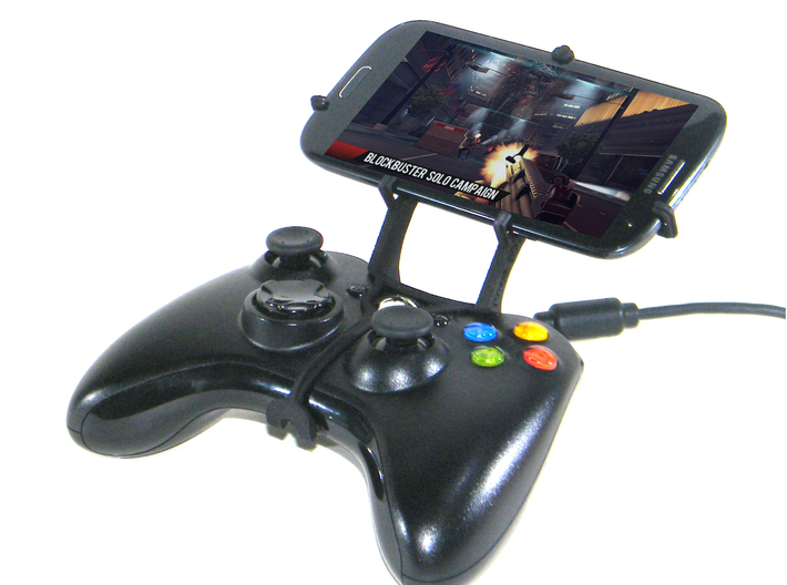 Controller mount for Xbox 360 & Sony Xperia Z4 3d printed Front View - A Samsung Galaxy S3 and a black Xbox 360 controller