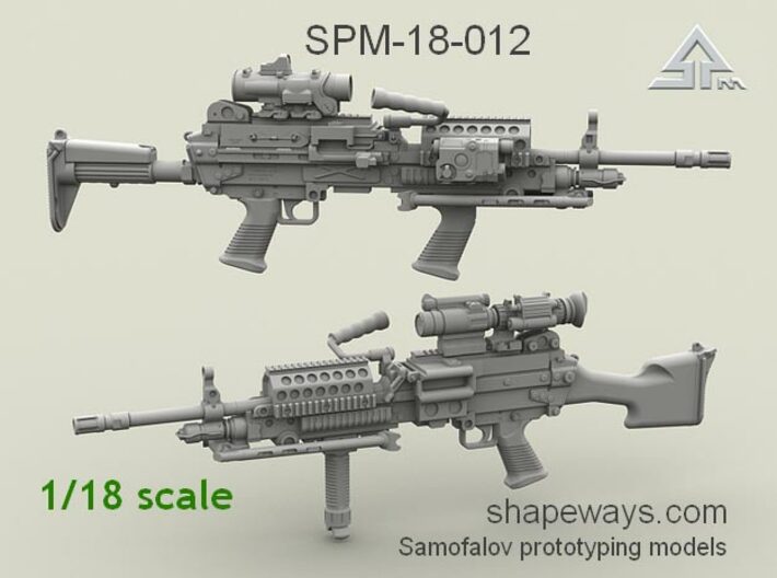 1/18 SPM-18-012 m249 MK48mod0 7,62mm machine gun 3d printed