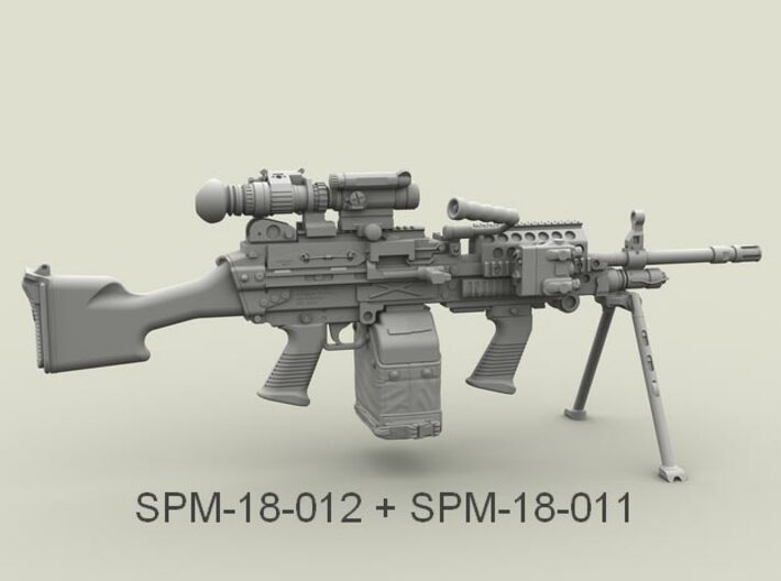 1/18 SPM-18-012 m249 MK48mod0 7,62mm machine gun 3d printed 