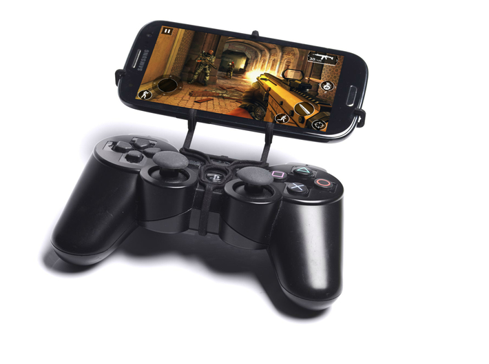 Controller mount for PS3 & Samsung Galaxy S6 edge 3d printed Front View - A Samsung Galaxy S3 and a black PS3 controller