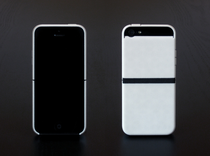 Cariband case for iPhone 5/5s, "holds stuff" 3d printed White Strong & Flexible POLISHED, Front and Back