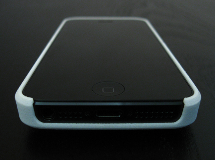 Cariband case for iPhone 5/5s, "holds stuff" 3d printed White Strong & Flexible, Front and Bottom, plug openings and speaker